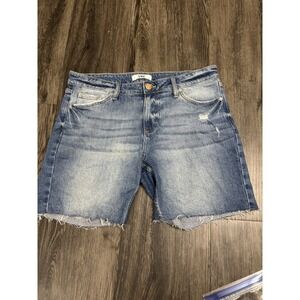 YMI Jeans Womens Distressed Raw Hem Denim Shorts Medium Wash Size 11/30